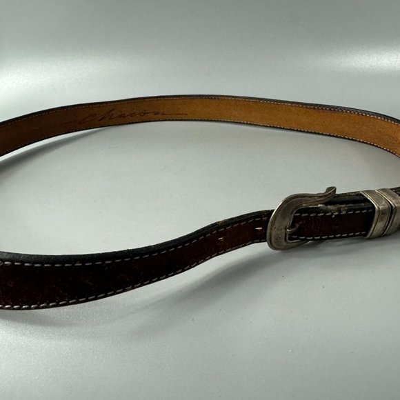 Vintage Chacon Sterling Silver Buckle Leather Belt - Picture 8 of 15